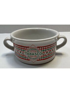 Tabasco Gumbo Soup Bowl Double Handles Houston Harvest Gifts Vintage - EUC